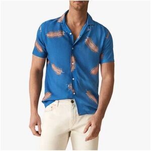 Reiss Donna Short Sleeve Tropical Print Shirt. Medium.